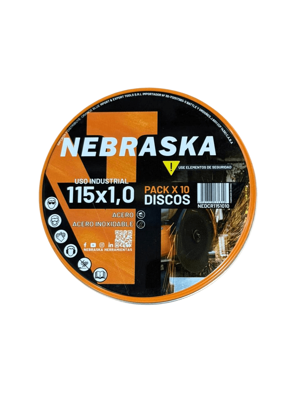 Disco de corte Nebraska 4" (115 x 1.00 mm) x 10 Unidades